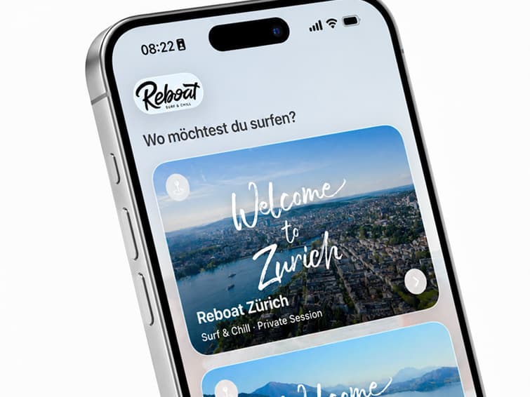 NauticCockpit: Standortauswahl in der App mit der Karte Reboat Zürich, Nahaufnahme